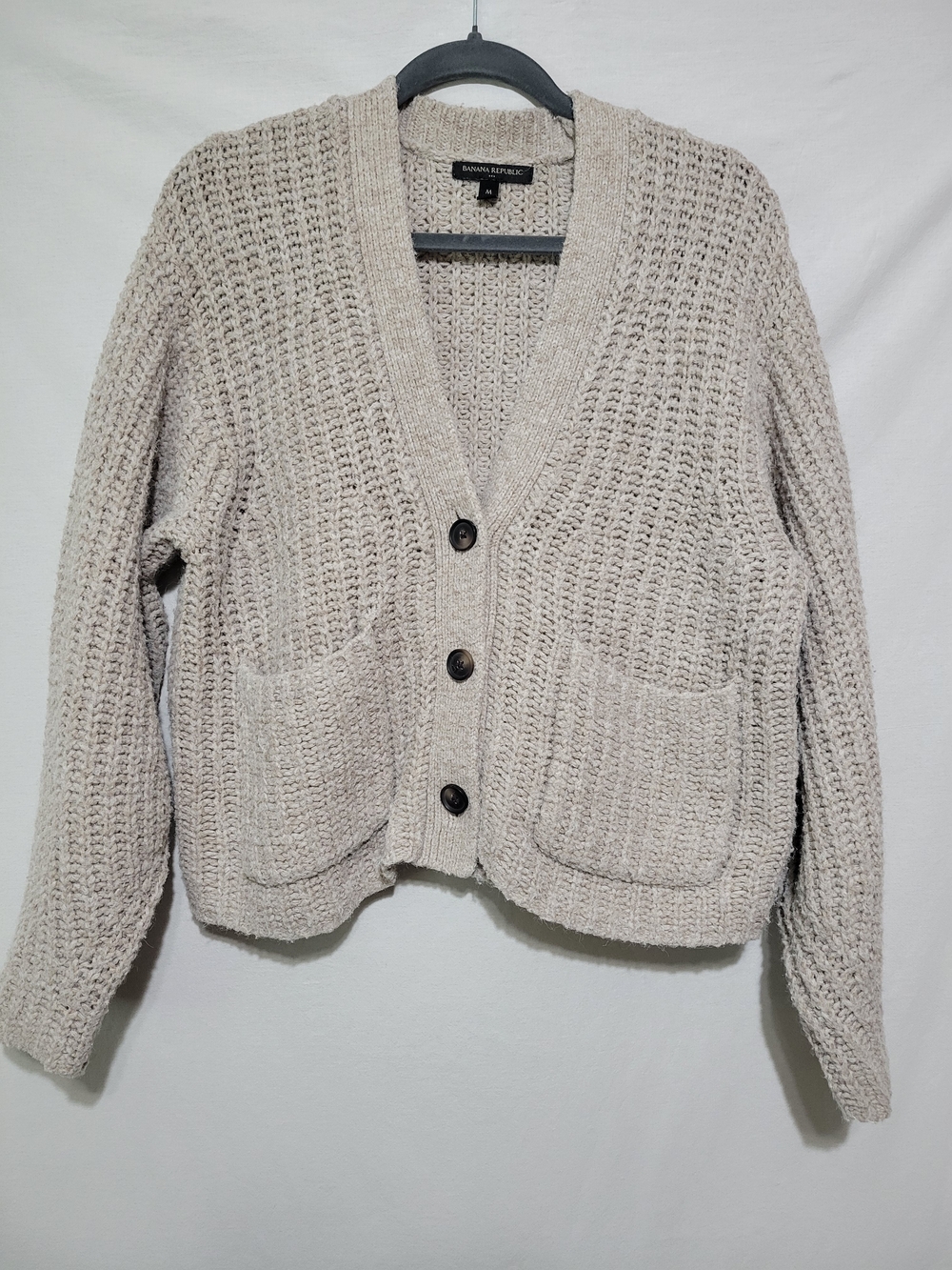 Banana Republic Cream Chunky Knit Button Cardigan